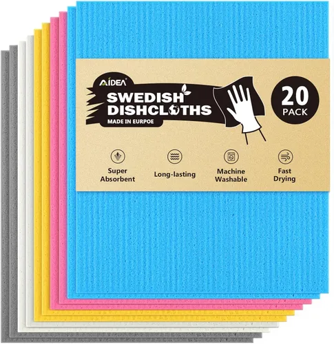 Vista 7 de AIDEA Paño sueco, 10 unidades, paños suecos para cocina, toallas de papel reutilizables lavables, paños de esponja para cocina, trapos absorbentes