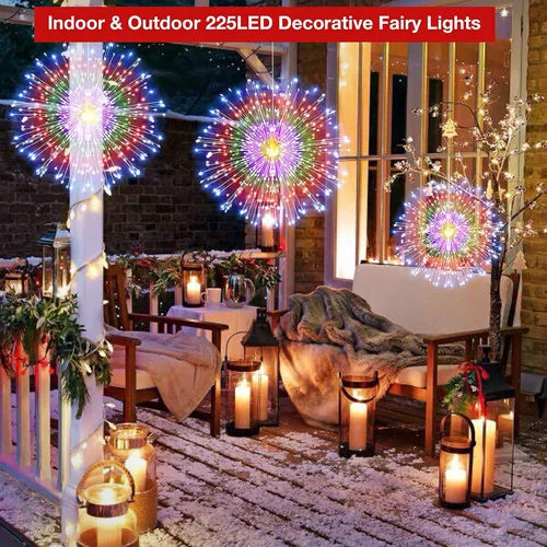 Vista 6 de LetsFunny Guirnalda de luces de Navidad de hadas de alambre de cobre, 225 LED DIY 8 modos de luces regulables con control remoto, luces decorativas