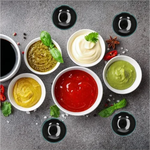 Vista 5 de Plato de cerámica para salsa de soja pequeños, 3 pulgadas, juego de 4 (negro n.º 2)