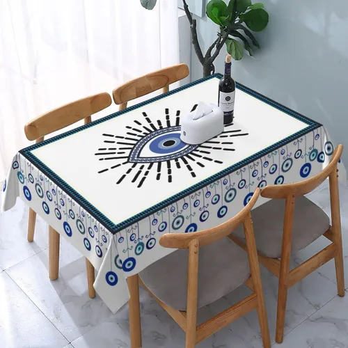 Vista 2 de YETTA YANG Paño de Mesa Redondo de Dulce de Chupachups Gótico en Negro y Blanco de 60 Pulgadas, Cubierta de Mesa Decorativa de Tela para Mesas