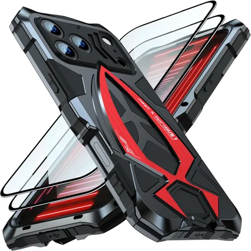 Vista 15 de Lunivop Funda para iPhone 15 Pro Max, protección resistente, tornillo resistente, cuerpo completo, de grado militar, de goma de parachoques de metal