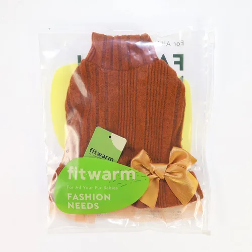 Vista 8 de Fitwarm Vestido de punto de tul para perro, ropa de invierno para perritas pequeñas, ropa para gatos, naranja, talla XS