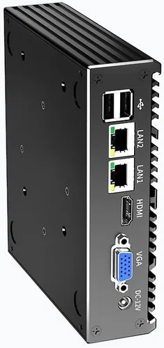 Vista 5 de Mini PC sin ventilador, PC industrial, mini computadora de doble núcleo N2840, 4K HD+VGA, 2Gigabit Ethernet, USB, Mini PC de escritorio 2 RS232 COM