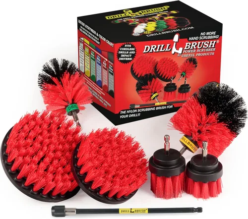 Vista 11 de Kit de limpieza de Drill Brush, cepillos con conector para taladro, ideal para limpieza de alfombras, baños, limpieza de lechadas y limpieza de Negro