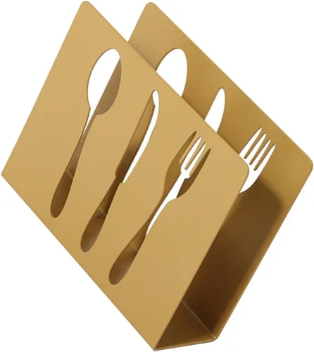 BESPORTBLE Metal Napkin Stand Holder with Hollow-out Cutlery Design Square Tissue Rack for Kitchen and Dining Table Household Napkin Storage