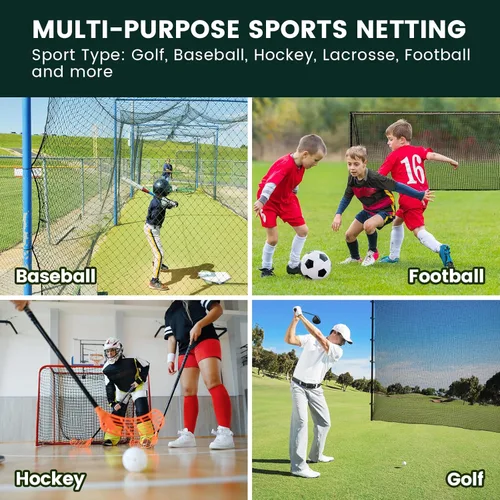 Vista 4 de Sports Netting,Golf Practice Net Hitting Net with 33Feet Nylon Rope Also for Baseball, Hockey, Soccer, LAX and More