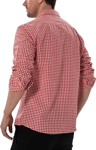 Vista 3 de Manwan walk Camisas a cuadros con botones para hombre, ajuste regular, manga larga, camisas de negocios casuales