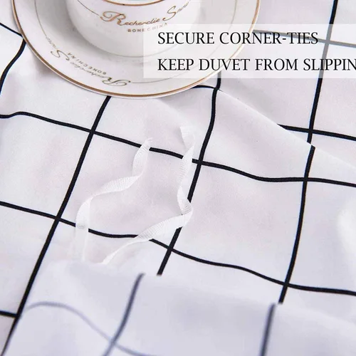 Vista 6 de Nanko Juego de funda de edredón tamaño King, 3 piezas, 104 x 90 pulgadas, geométrica, fresca, ligera, de microfibra, suave, funda de edredón de lujo