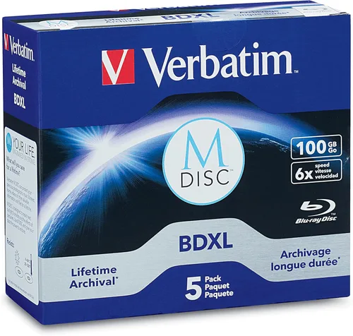Vista 7 de Verbatim M DISC BD-R 25GB 4X con superficie de marca en blanco, medio de grabación Blu-Ray grabable – husillo de 25 unidades, azul