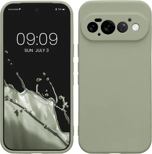 Vista 292 de kwmobile Funda compatible con Google Pixel 9 - Funda protectora delgada de TPU para teléfono - Acabado mate suave - Piedra antigua