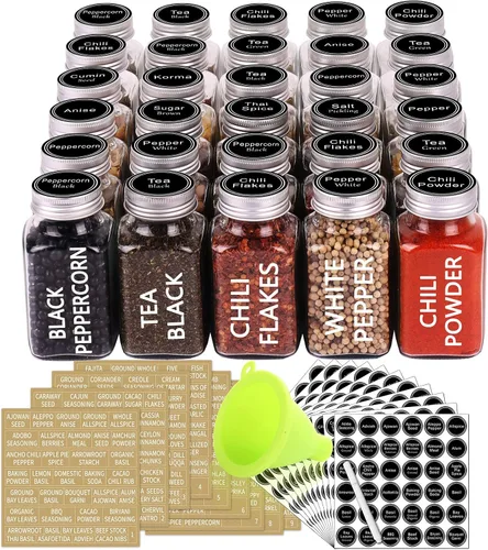 Vista 7 de SWOMMOLY 30 frascos de especias de vidrio de 4 onzas / 4 onzas / 4 onzas / 4 onzas / 4 onzas / 4 onzas / 4 onzas / 4 onzas / 4 onzas / 4 onzas / 4