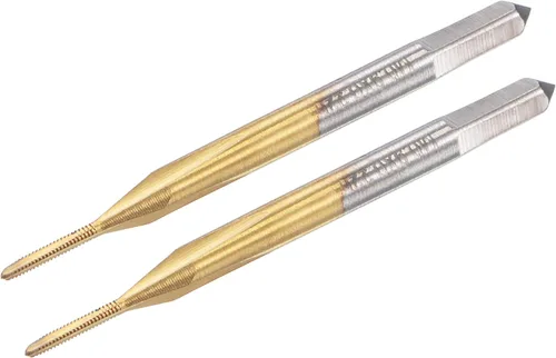 Vista 19 de uxcell Rosca métrica M0.8 x 0.2, cobalto recubierto de titanio HSS (acero de alta velocidad) 3 flautas rectas, mini micro tornillo roscado