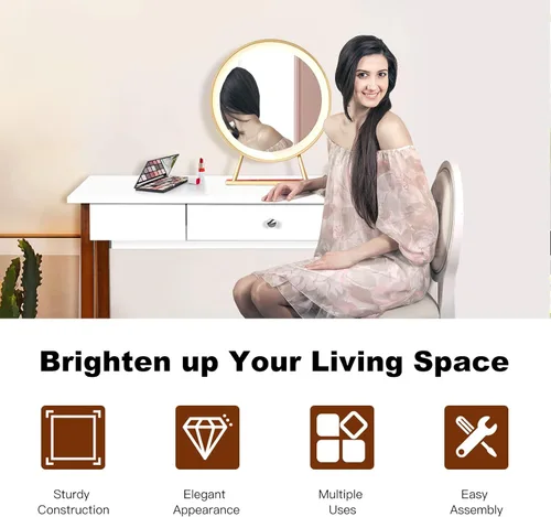 Vista 5 de COSTWAY Escritorio para computadora de 42 pulgadas con cajón de almacenamiento, moderna mesa de estudio de escritura en casa con patas de madera