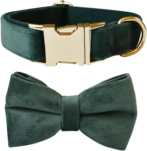 Vista 16 de Love Dream Collar de Perro con Corbatín, Collares de Terciopelo para Perro con Corbatín Desmontable y Hebilla de Metal, Collares de Corbatín Suaves
