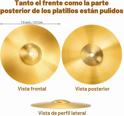 Vista 2 de Foraineam 2 piezas de platillo de 8 pulgadas Splash Drums Clásicos Platillos Platillos Instrumento de Percusión Golden Practice Drum Platillo