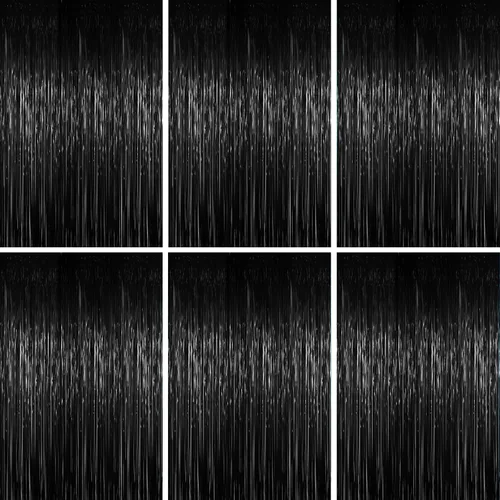 Vista 21 de Voircoloria - Cortinas de 3.3 x 6.6 pies con flecos de papel de aluminio, decoraciones de fiesta con serpentinas, telón de fondo con flecos