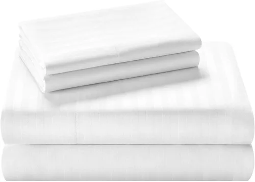 Vista 5 de Sábanas 100% algodón orgánico para cama de tamaño individual, sábanas refrescantes suaves de 400 hilos de fácil ajuste, bolsillos de 18 a 20