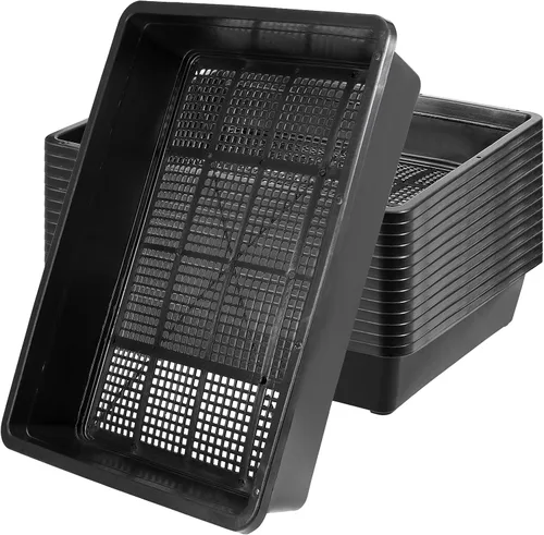 MOUYAT Paquete de 14 bandejas de inicio de semillas de 15 x 12 pulgadas, bandejas de cultivo inferior de malla de plástico, bandejas de germinación