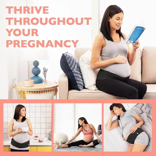 Vista 4 de AZMED - Banda de maternidad para soporte de vientre Transpirable , para dolor de abdomen, pelvis, cintura y espalda Ajustable Para todas