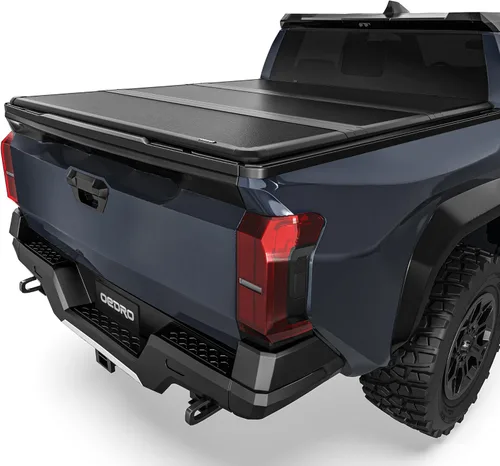 Vista 16 de oEdRo - Cubierta suave de tres pliegues para plataforma de camioneta, compatible con Toyota Tacoma 2005-2015 con plataforma Fleetside de 5 pies