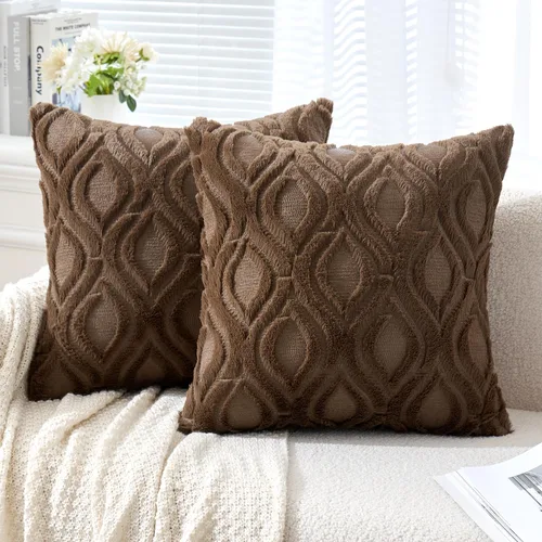 Vista 58 de MIULEE - Juego de 2 fundas de almohada de lana sintética suave y afelpada, fundas decorativas de estilo bohemio para sofá, sala de estar, cama, 16 x