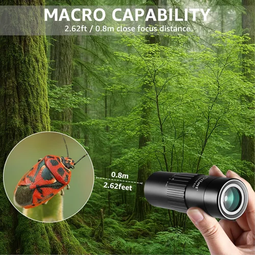 Vista 6 de 10x36 Telescopio monocular, compacto, de bolsillo, mini, portátil de tamaño pequeño, lente ED totalmente recubierta, ópticas de prisma BAK-4 HD