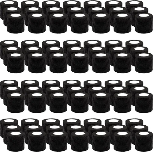 Vista 8 de BQTQ 84 rollos de vendaje autoadhesivo de 1 pulgada x 5 yardas, cinta elástica atlética autoadhesiva deportiva negra para muñeca, tobillo