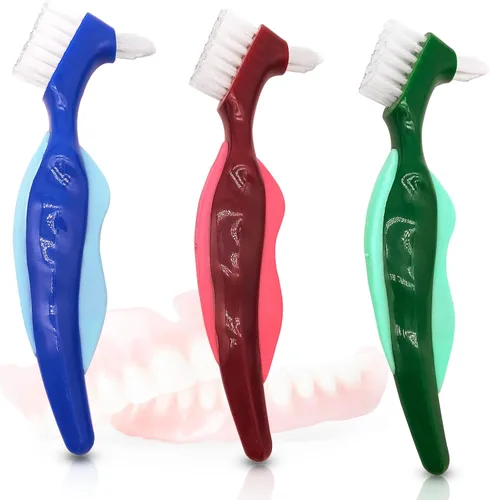 Cepillo de dentadura dura de alta calidad, cerdas multicapa y cepillo de dientes portátil de doble cara para el cuidado de la dentadura (paquete de