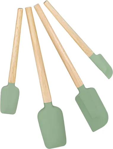 Vista 13 de Juego de espátulas de silicona, espátulas de goma de grado alimenticio, 4 espátulas de goma antiadherentes, cuchara, raspador de tarros para 4