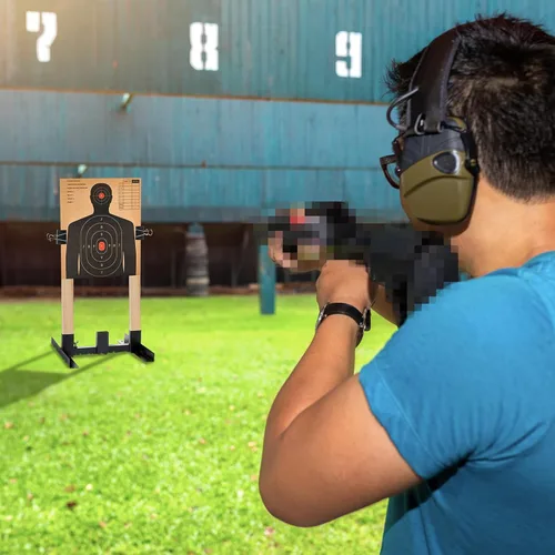 Vista 6 de Shappy 30 soportes para objetivos de disparo, 2 bases ajustables con 20 blancos de tiro de papel, silueta de cartón, 8 clips grandes de 2.4 pulgadas