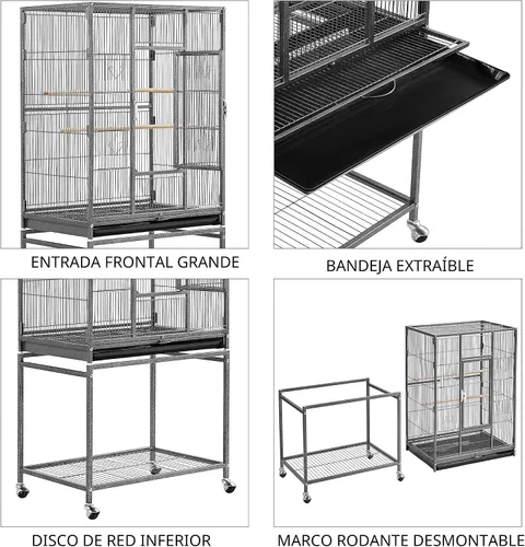 Vista 7 de Yaheetech Jaula grande de hierro forjado de 54 pulgadas para loros pequeños, periquitos y pájaros para loros pequeños, periquitos, mejillas verdes