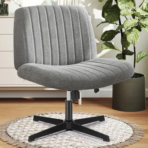 Vista 18 de DUMOS Silla cruzada con patas cruzadas, silla de tocador sin ruedas 2-Base doble beige
