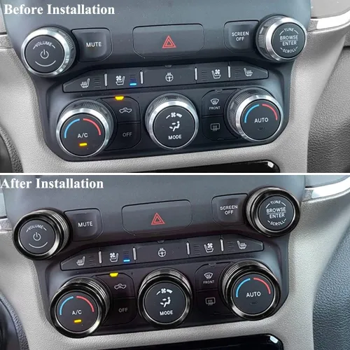 Vista 3 de Cubierta de perilla de radio de CA compatible con Dodge Ram 2019 2020 2021 aire acondicionado control de clima automático, interruptor