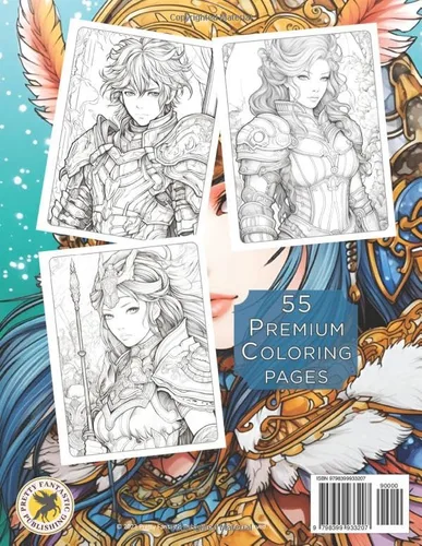 Vista 2 de Anime Warriors Manga coloring book for teens & adults (Anime & Manga Coloring Books)