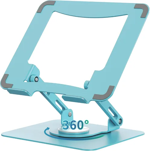 Vista 12 de SOUNDANCE Soporte giratorio 360º para laptop, elevador ergonómico para computadora de escritorio, soporte de metal multiángulo de altura ajustable