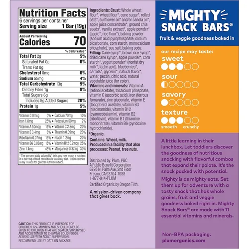Vista 2 de Plum Organics Mighty Snack Bars - Barras de 0.67 onzas (paquete de 48) – Barras orgánicas de frutas y verduras para niños pequeños