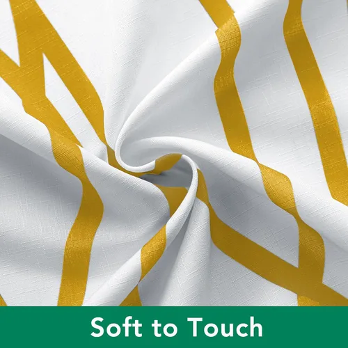 Vista 8 de Biscaynebay - Cortina de ducha extralarga de tela texturizada de 72 x 72 pulgadas, cortinas de baño modernas de lino con rayas doradas impresas