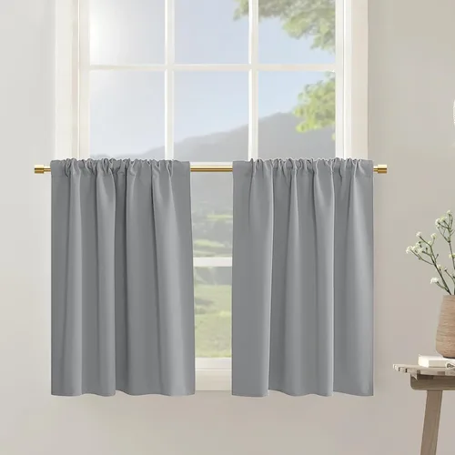 Vista 12 de Cortinas azul marino para autocaravanas RV Camper, juego de 2 paneles con bolsillo para la barra, cortinas oscuras para oscurecer la habitación