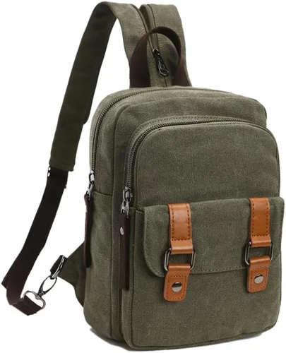 Arbag Pequeña mochila linda vintage casual lona bandolera Daypack, Verde militar, Mochilas Daypack