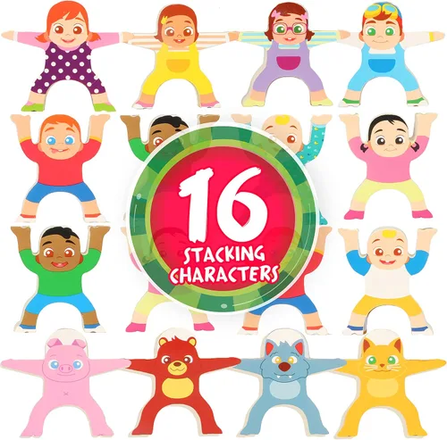 Vista 3 de Be Amazing! Toys CoComelon - Juego Stackrobat de equilibrio de madera, más de 16 piezas de actividades Montessori para niños y niñas a partir de 3