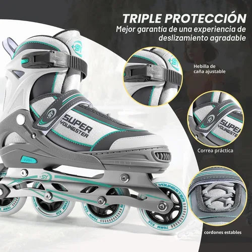 Vista 6 de SUPER YOUNGSTER Patín en línea ajustable para mujer, patines de ruedas para mujeres adultas