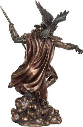 Vista 6 de 19 3/4 pulgadas Zeus griego dios del trueno águila empuñando rayo de resina fundida en frío Estatua de acabado de bronce
