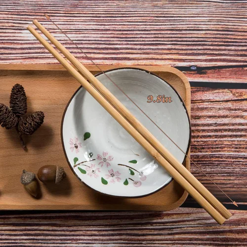 Vista 5 de 10 pares de palillos de bambú, reutilizables, naturales, saludables, de bambú de 9.8 pulgadas, estilo chino clásico para cocina, comedor, gourmet