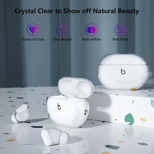 Vista 2 de Aircawin Funda transparente para Beats Studio Buds Plus 2021, para Beats Buds Cover 2023, TPU suave de protección completa para Beats Studio Buds+