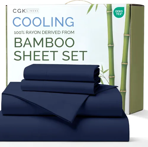 Vista 15 de Sábanas de bambú 100% rayón derivado de bambú, tamaño individual, sábanas refrescantes para individuales. Ropa de cama ultra suave, transpirable