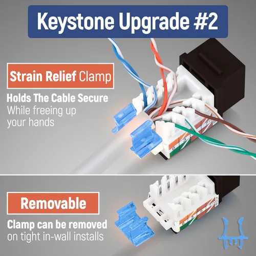 Vista 216 de Everest - Paquete de 50 conectores Keystone RJ45 Cat6 en ángulo de 45°, color blanco, conectores RJ45 hembra de perfil delgado, conector Keystone