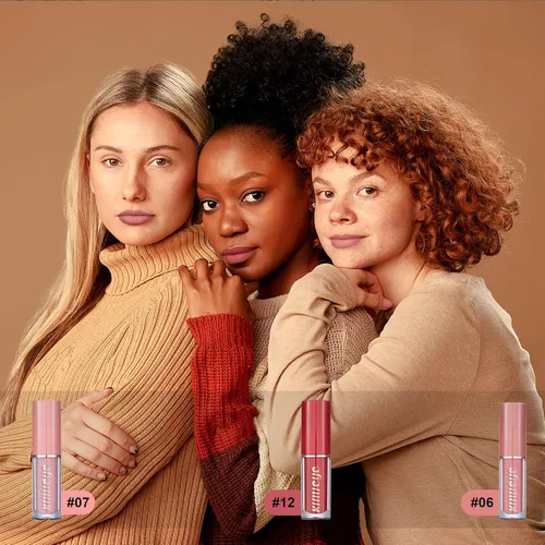 Vista 6 de Juego de 12 lápices labiales líquidos mate aterciopelados, impermeables, de larga duración, secado rápido, antiadherentes, kit de tinte labial nude
