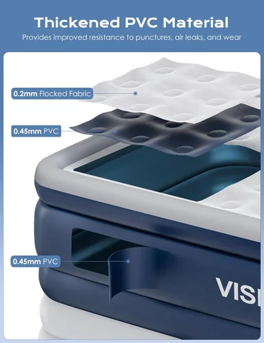 Vista 5 de Colchón de aire twin con bomba incorporada elevada, colchón inflable de 18 pulgadas de alto, colchón inflable eléctrico, cama de inflado rápido