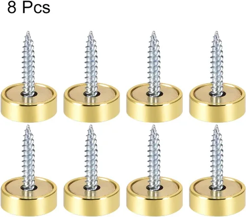 Vista 3 de uxcell Tornillos de espejo decorativos tapa tapa clavos oro pulido 0.630 in 8pcs
