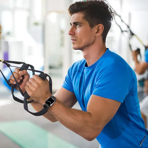 Vista 6 de Correa deportiva compatible con Apple Watch de 40 mm, 38 mm, 41 mm, 42 mm, 44 mm, 45 mm, 46 mm, 49 mm, unisex, correa de repuesto de silicona suave